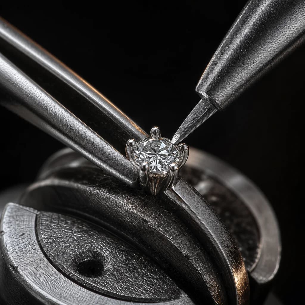 An Obsidian Valley jeweler working at the bench